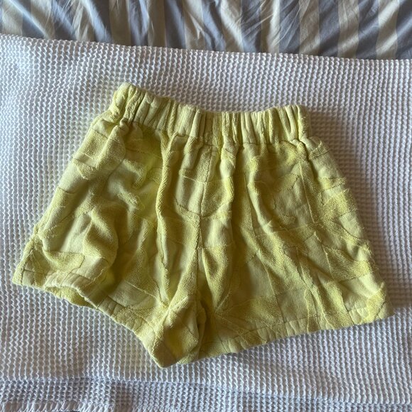 Lucy Folk x Net-a-Porter Yellow Terry Towel Shorts, Size Medium - Picture 2 of 4